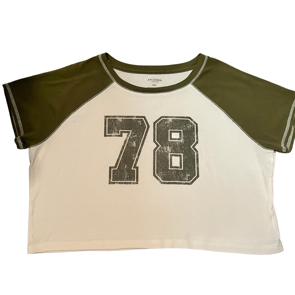 ARIZONA Women’s Green Varsity Crop Top Sporty T-Shirt - Picture 3 of 8